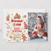Sweet One Christmas Gingerbrot House Geburtstag Einladung (Vorderseite)