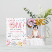 Sweet One Donut 1. Geburtstag Einladung (Stehend Vorderseite)