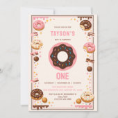 Sweet One Donut 1st Birthday Party | Cute Donut  Einladung (Vorderseite)