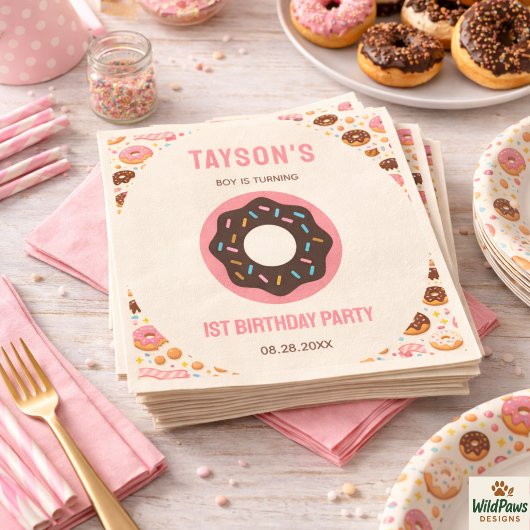 Sweet One Donut 1st Birthday Party | Cute Donut  Serviette