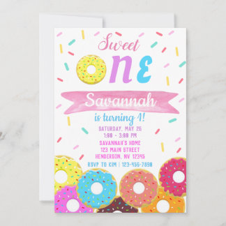 Sweet One Donut Birthday Einladung