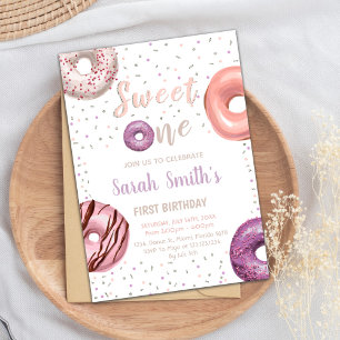 Sweet One Donut Birthday Einladungen