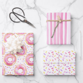 Sweet One Donut Birthday Geschenkwrap Geschenkpapier Set
