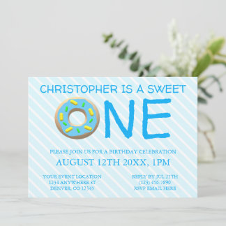 Sweet One Donut Boy 1. Geburtstag Einladung