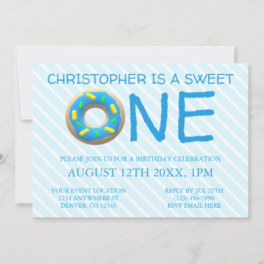 Sweet One Donut Boy 1. Geburtstag Einladung (Vorderseite)