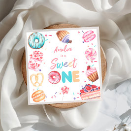 Sweet One Donut Candy Birthday Paper Napkin Serviette
