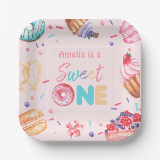 Sweet One Donut Candy Birthday Paper Teller (Vorderseite)