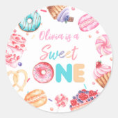 Sweet One Donut Candy Birthday Sticker (Vorderseite)