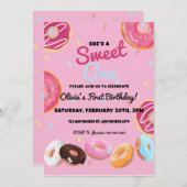 Sweet One Donut erste Geburtstagsparty Einladung (Vorne/Hinten)