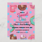 Sweet One Donut Erste Geburtstagsparty Einladung (Vorne/Hinten)