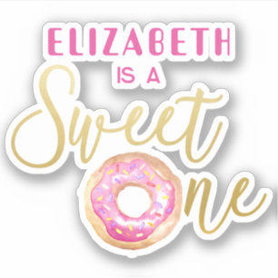 Sweet One Donut Erster Geburtstag Aufkleber