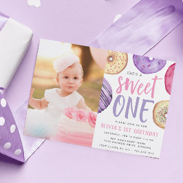 Sweet One | Donut First Birthday Party Foto Einladung