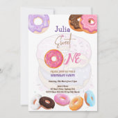 Sweet One Donut Geburtstag pink Einladung (Vorderseite)