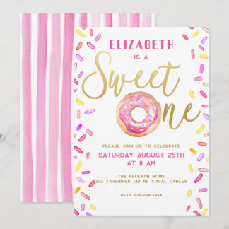 Sweet One Donut Girl 1. Geburtstag Party Pink Einladung