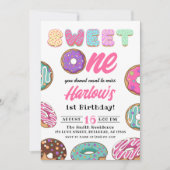 Sweet One Donut Girl's 1. Geburtstag Einladung (Vorderseite)