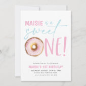 Sweet One Donut Girls 1. Geburtstag Party Einladung (Vorderseite)