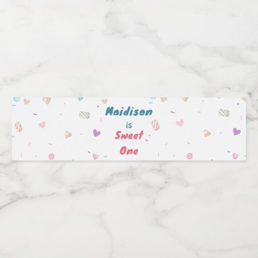 Sweet One Donut Niedlich farbenfroh Wasserflaschenetikett (Einzelnes Label)