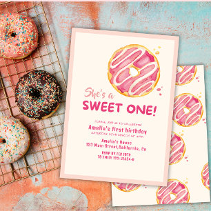 Sweet one donut pink Mädchen ersten Geburtstag Einladung