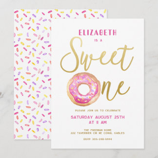 Sweet One Donut Sprinkle Girl 1. Geburtstag Einladung