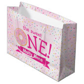 Sweet ONE Donut Sprinkles 1st Birthday Girl Große Geschenktüte (Vorderseite Schrägansicht)