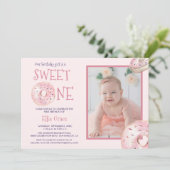 Sweet One Donut Thema Foto Erster Geburtstag Einladung (Stehend Vorderseite)