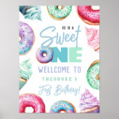Sweet One Donuts Boy 1. Geburtstag Begrüßungsgesch Poster (Vorne)
