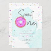 Sweet ONE dounut Geburtstag Einladung (Vorne/Hinten)