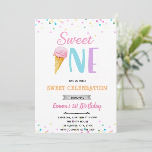 Sweet ONE Eis Einladung (Stehend Vorderseite)