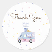 Sweet One Eis LKW Vielen Dank Runder Aufkleber (Vorderseite)