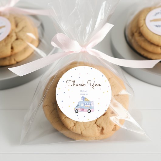 Sweet One Eis LKW Vielen Dank Runder Aufkleber