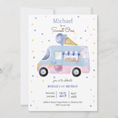 Sweet One Eis LKW zum ersten Geburtstag Einladung (Vorderseite)