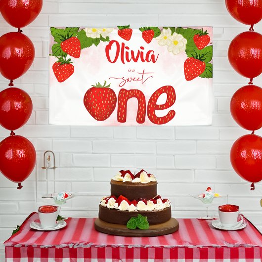Sweet one Erdbeere Geburtstagsgeschenk Banner