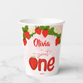 Sweet one Erdbeere Geburtstagsparty gedruckt Pappbecher (Rückseite)