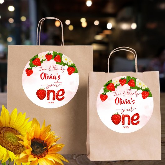 Sweet one Erdbeere Geburtstagsparty Gunst Runder Aufkleber