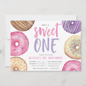 Sweet One | Erste Geburtstagspartei Donut Einladung (Vorderseite)