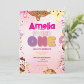 Sweet One First Birthday Einladung | Candy-Themed (Stehend Vorderseite)