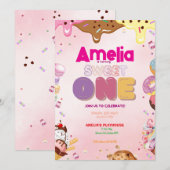 Sweet One First Birthday Einladung | Candy-Themed (Vorne/Hinten)