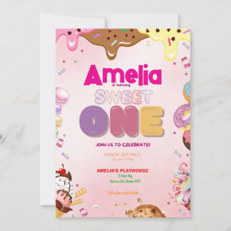 Sweet One First Birthday Einladung | Candy-Themed