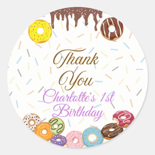 Sweet One First Birthday Favor Aufkleber (Vorderseite)