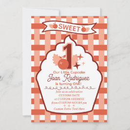 Sweet One First Birthday Gingham Photo Invitations Einladung