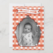 Sweet One First Birthday Gingham Photo Invitations Einladung (Rückseite)
