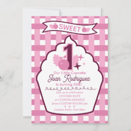 Sweet One First Birthday Gingham Photo Invitations Einladung