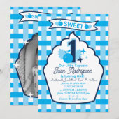 Sweet One First Birthday Gingham Photo Invitations Einladung (Vorne/Hinten)