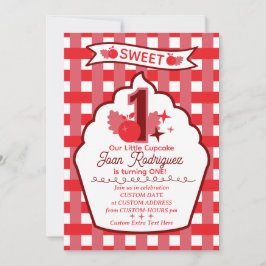 Sweet One First Birthday Gingham Photo Invitations Einladung