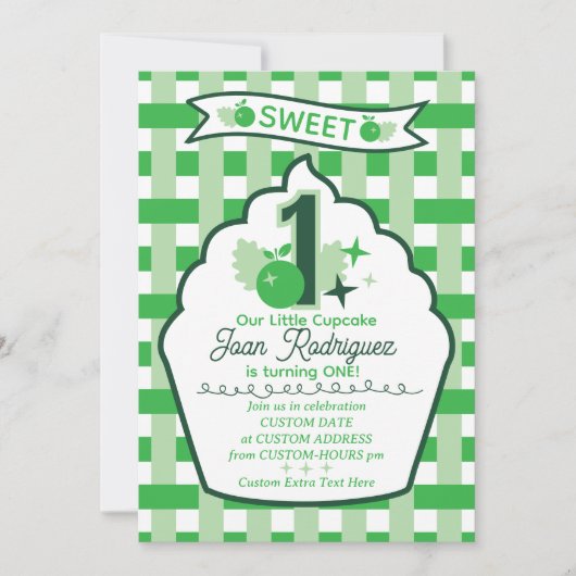 Sweet One First Birthday Gingham Photo Invitations Einladung (Vorderseite)