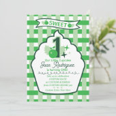 Sweet One First Birthday Gingham Photo Invitations Einladung (Stehend Vorderseite)