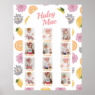 Sweet One First Birthday Monthly Fotos Poster