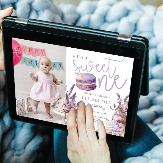 Sweet One First Birthday Pastel Violet Einladung