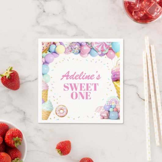 Sweet One First Birthday Pattern Napkins Serviette (Beispiel)