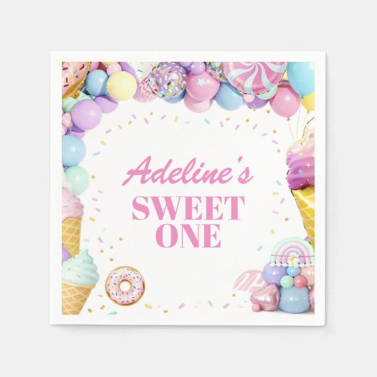 Sweet One First Birthday Pattern Napkins Serviette (Vorderseite)